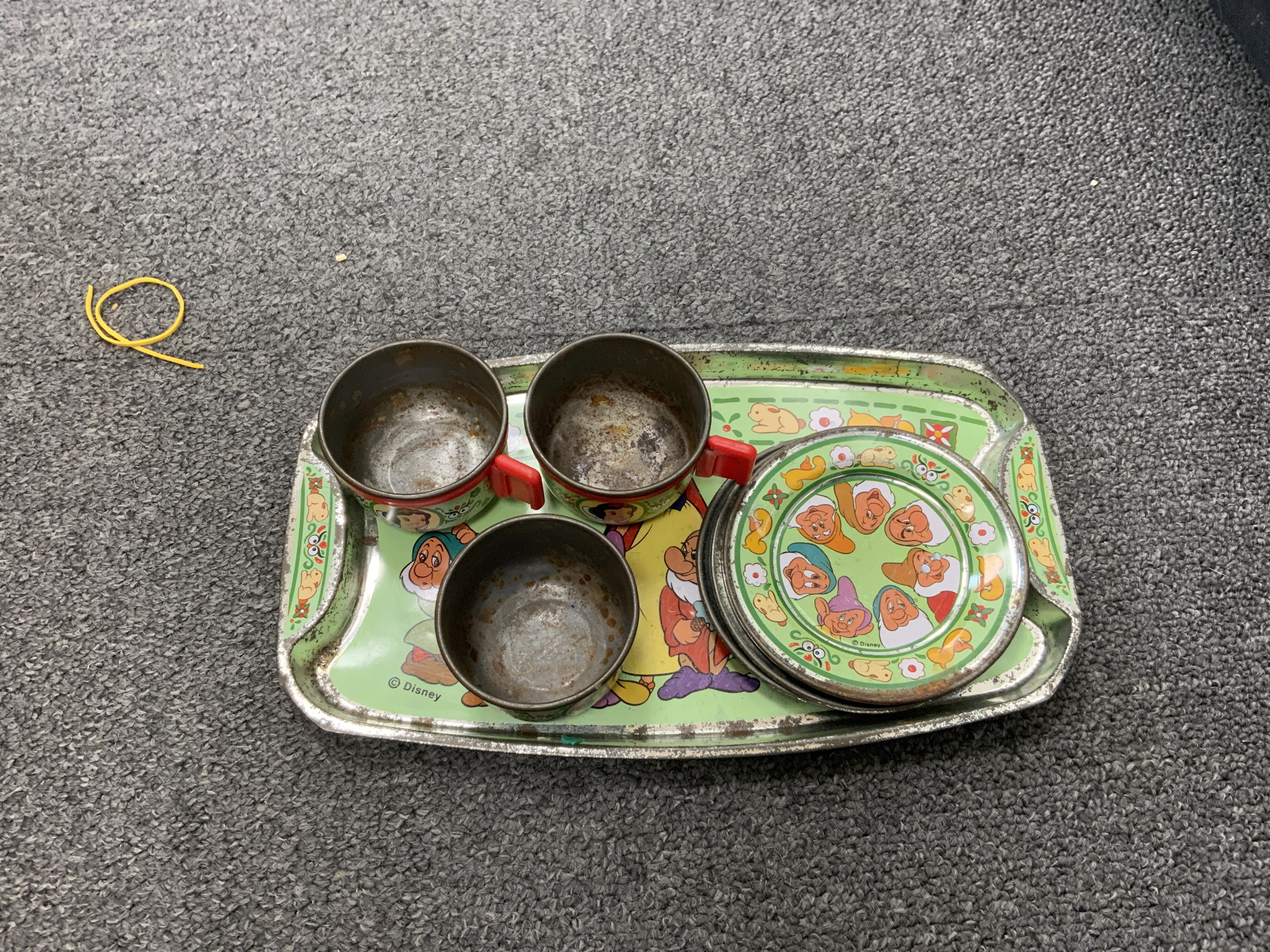 Six child’s tea sets, etc. including; a china Cinderella set comprising of teapot, six cups and saucers, tea plates, and two bowls